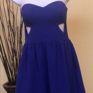 En Creme Blue Mini Strapless Tube Dress, Size S